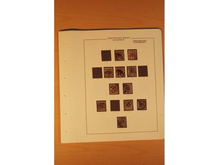 1889/1900 Krone/Adler: Große Forschungs- und Spezialsammlung der Plattenfehler und Fehler nach "Collegium Philatelicum", saub
