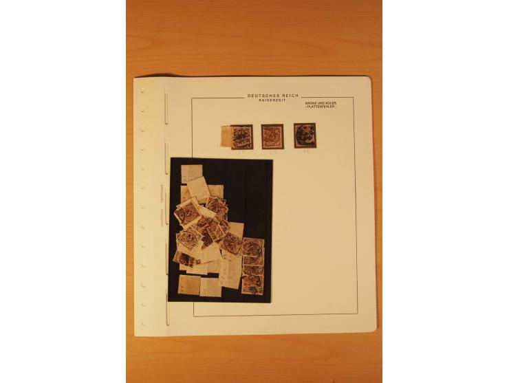 1889/1900 Krone/Adler: Große Forschungs- und Spezialsammlung der Plattenfehler und Fehler nach "Collegium Philatelicum", saub