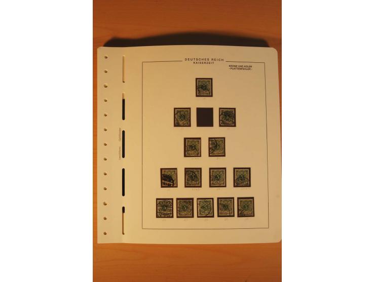 1889/1900 Krone/Adler: Große Forschungs- und Spezialsammlung der Plattenfehler und Fehler nach "Collegium Philatelicum", saub