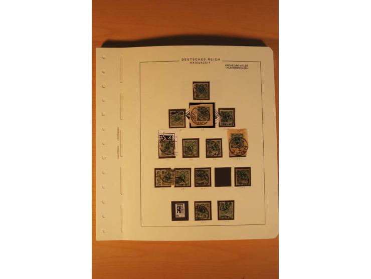 1889/1900 Krone/Adler: Große Forschungs- und Spezialsammlung der Plattenfehler und Fehler nach "Collegium Philatelicum", saub