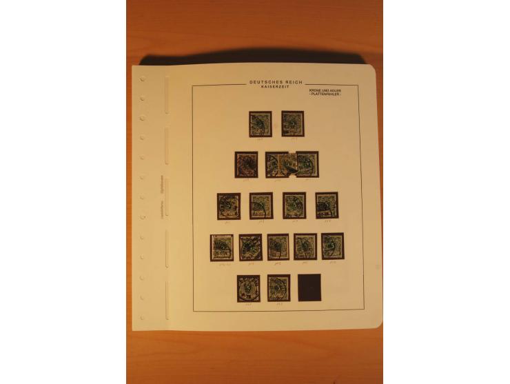1889/1900 Krone/Adler: Große Forschungs- und Spezialsammlung der Plattenfehler und Fehler nach "Collegium Philatelicum", saub