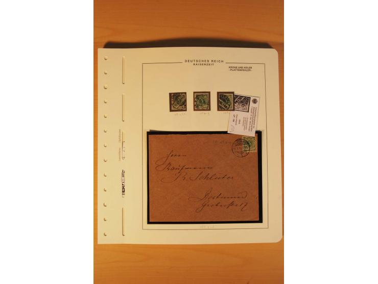1889/1900 Krone/Adler: Große Forschungs- und Spezialsammlung der Plattenfehler und Fehler nach "Collegium Philatelicum", saub