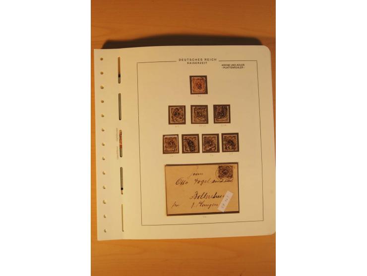 1889/1900 Krone/Adler: Große Forschungs- und Spezialsammlung der Plattenfehler und Fehler nach "Collegium Philatelicum", saub