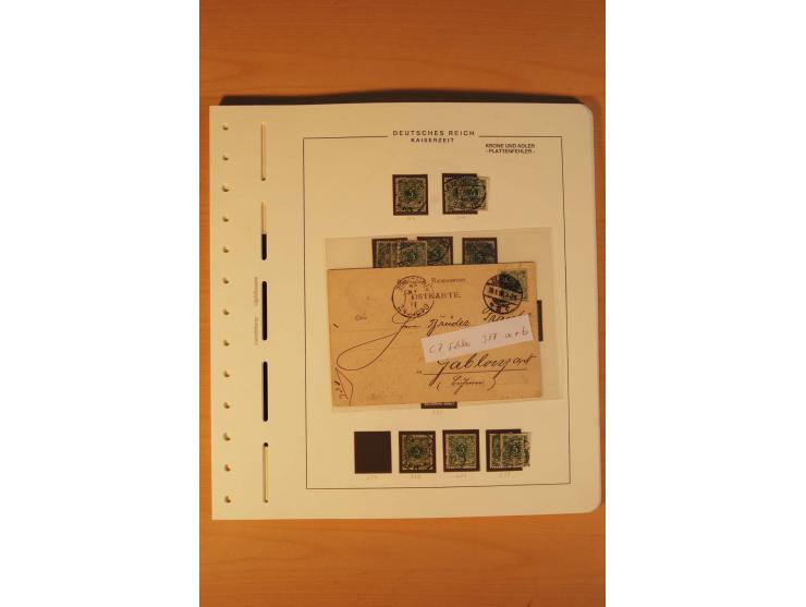 1889/1900 Krone/Adler: Große Forschungs- und Spezialsammlung der Plattenfehler und Fehler nach "Collegium Philatelicum", saub