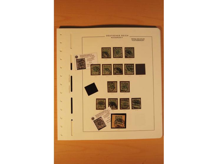 1889/1900 Krone/Adler: Große Forschungs- und Spezialsammlung der Plattenfehler und Fehler nach "Collegium Philatelicum", saub