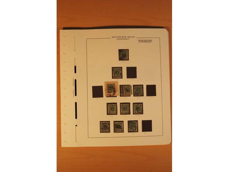 1889/1900 Krone/Adler: Große Forschungs- und Spezialsammlung der Plattenfehler und Fehler nach "Collegium Philatelicum", saub