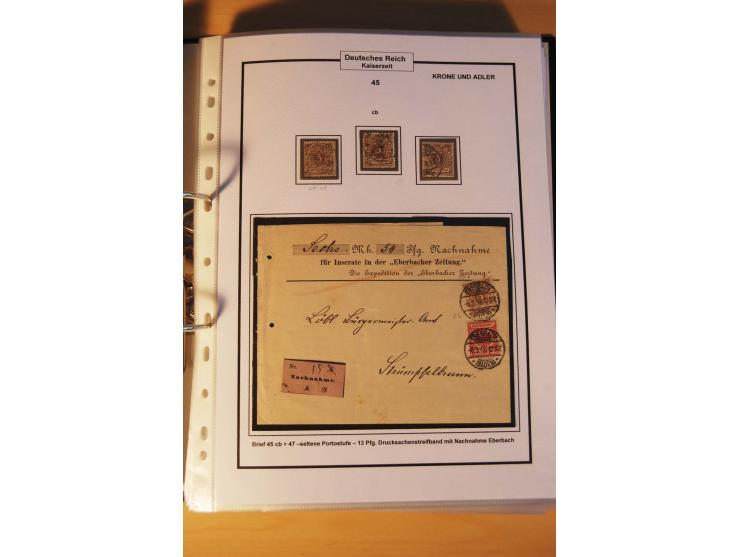 1889/1900, Krone/Adler: große gestempelte Spezialsammlung auf selbstgestalteten Blättern, dabei alle Farben kpl., vielfach me
