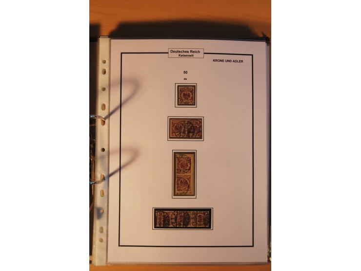 1889/1900, Krone/Adler: große gestempelte Spezialsammlung auf selbstgestalteten Blättern, dabei alle Farben kpl., vielfach me