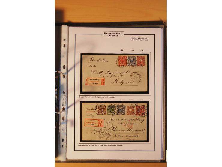 1889/1900, Krone/Adler: große gestempelte Spezialsammlung auf selbstgestalteten Blättern, dabei alle Farben kpl., vielfach me