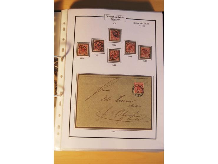 1889/1900, Krone/Adler: große gestempelte Spezialsammlung auf selbstgestalteten Blättern, dabei alle Farben kpl., vielfach me
