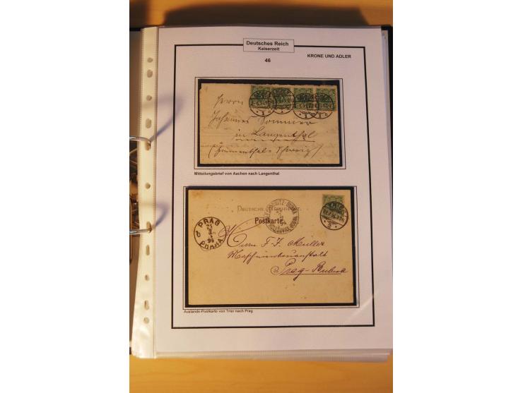 1889/1900, Krone/Adler: große gestempelte Spezialsammlung auf selbstgestalteten Blättern, dabei alle Farben kpl., vielfach me
