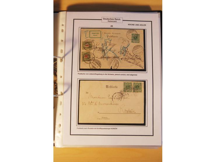 1889/1900, Krone/Adler: große gestempelte Spezialsammlung auf selbstgestalteten Blättern, dabei alle Farben kpl., vielfach me