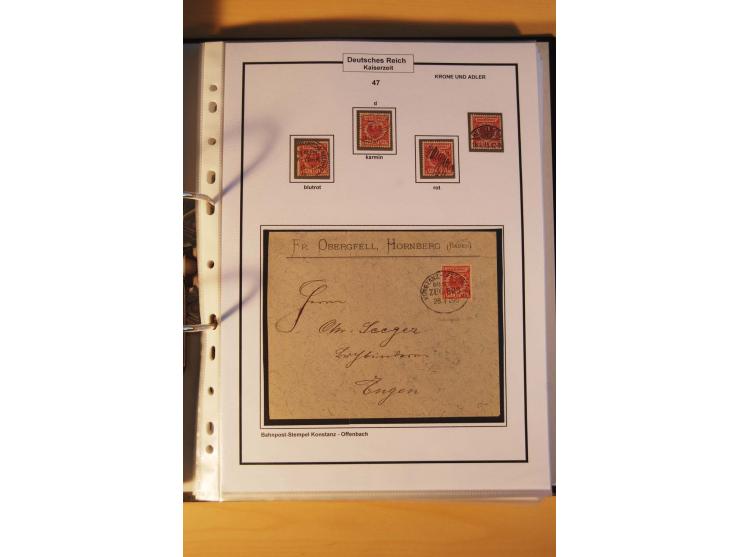 1889/1900, Krone/Adler: große gestempelte Spezialsammlung auf selbstgestalteten Blättern, dabei alle Farben kpl., vielfach me