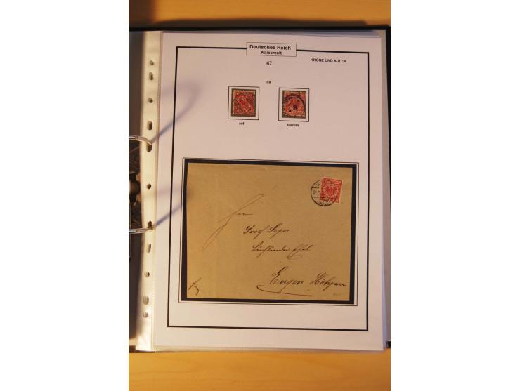 1889/1900, Krone/Adler: große gestempelte Spezialsammlung auf selbstgestalteten Blättern, dabei alle Farben kpl., vielfach me