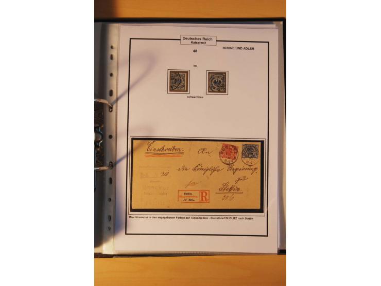 1889/1900, Krone/Adler: große gestempelte Spezialsammlung auf selbstgestalteten Blättern, dabei alle Farben kpl., vielfach me