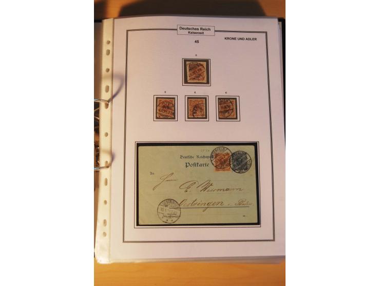 1889/1900, Krone/Adler: große gestempelte Spezialsammlung auf selbstgestalteten Blättern, dabei alle Farben kpl., vielfach me
