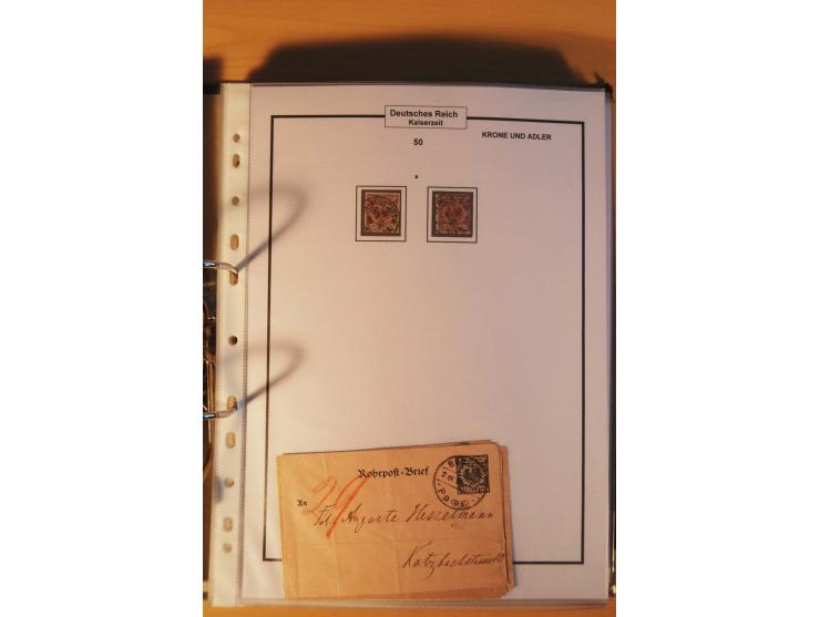 1889/1900, Krone/Adler: große gestempelte Spezialsammlung auf selbstgestalteten Blättern, dabei alle Farben kpl., vielfach me