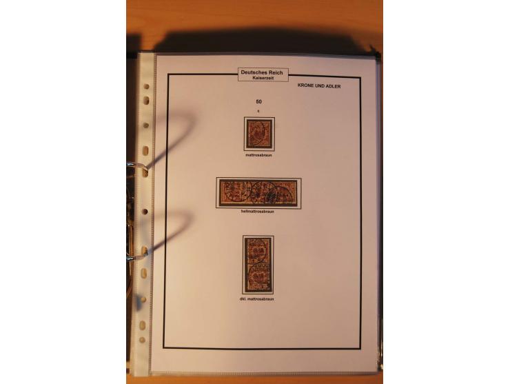 1889/1900, Krone/Adler: große gestempelte Spezialsammlung auf selbstgestalteten Blättern, dabei alle Farben kpl., vielfach me