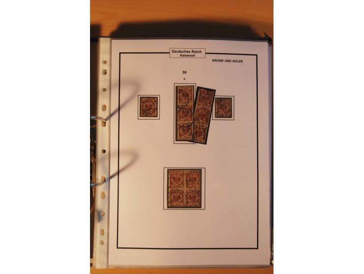 1889/1900, Krone/Adler: große gestempelte Spezialsammlung auf selbstgestalteten Blättern, dabei alle Farben kpl., vielfach me