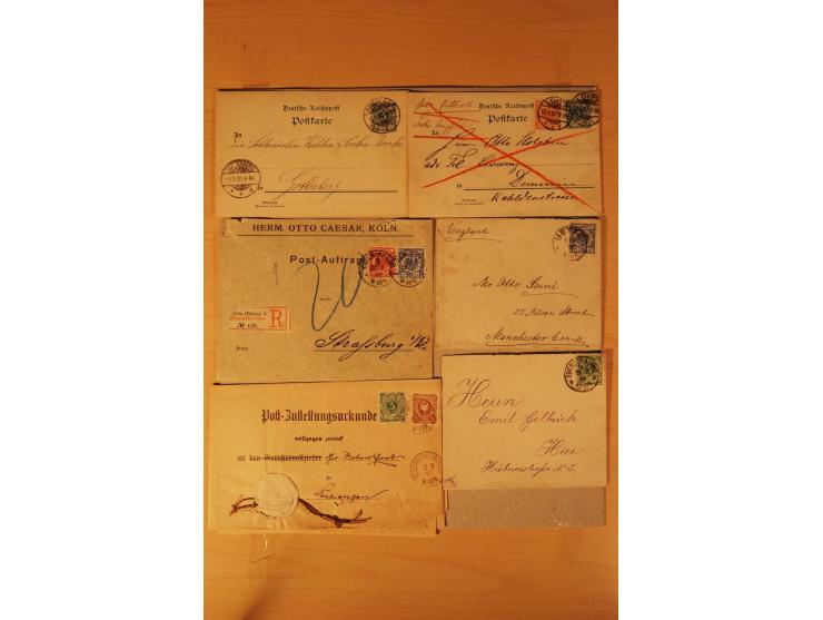 1890/1900, Krone/Adler, interessanter Posten mit rd. 360 Briefen und Karten, dabei viel Auslandspost, R-Briefe, Farben, Marke