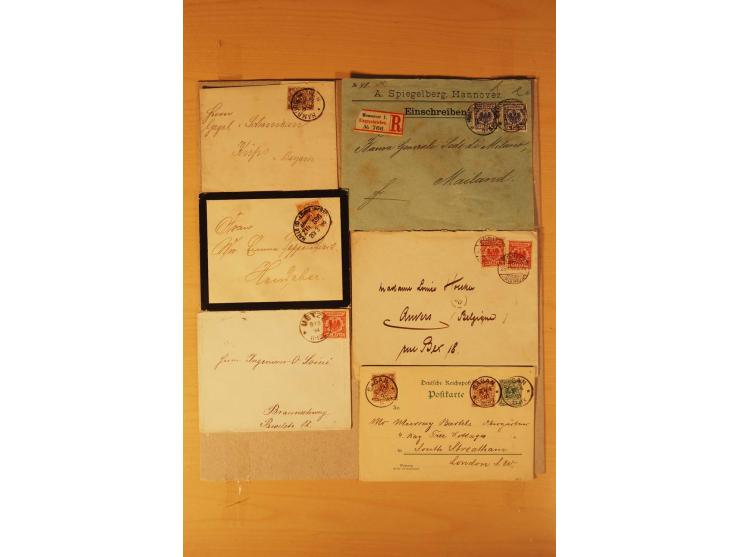 1890/1900, Krone/Adler, interessanter Posten mit rd. 360 Briefen und Karten, dabei viel Auslandspost, R-Briefe, Farben, Marke