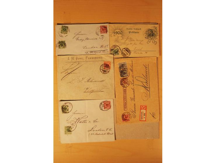 1890/1900, Krone/Adler, interessanter Posten mit rd. 360 Briefen und Karten, dabei viel Auslandspost, R-Briefe, Farben, Marke