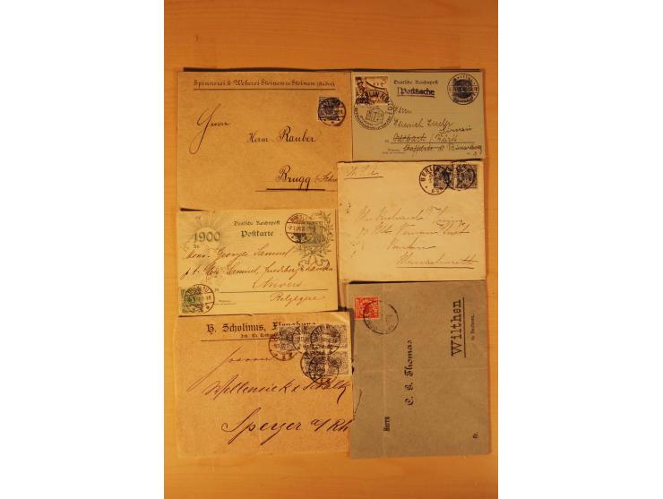 1890/1900, Krone/Adler, interessanter Posten mit rd. 360 Briefen und Karten, dabei viel Auslandspost, R-Briefe, Farben, Marke
