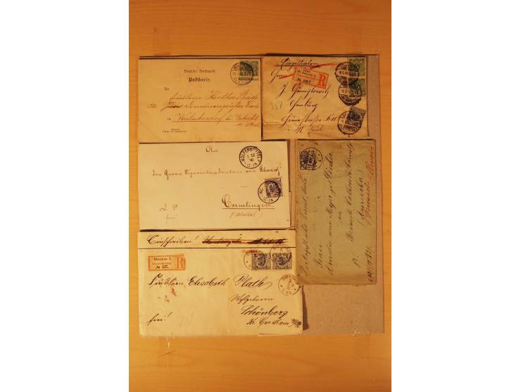 1890/1900, Krone/Adler, interessanter Posten mit rd. 360 Briefen und Karten, dabei viel Auslandspost, R-Briefe, Farben, Marke