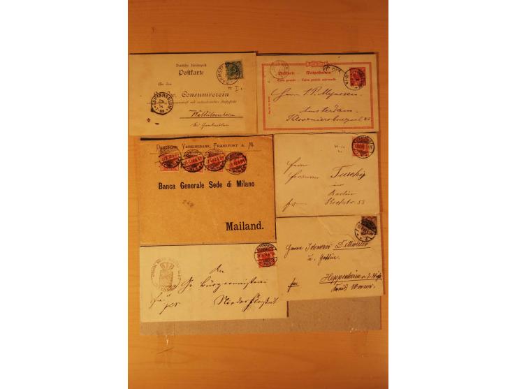1890/1900, Krone/Adler, interessanter Posten mit rd. 360 Briefen und Karten, dabei viel Auslandspost, R-Briefe, Farben, Marke
