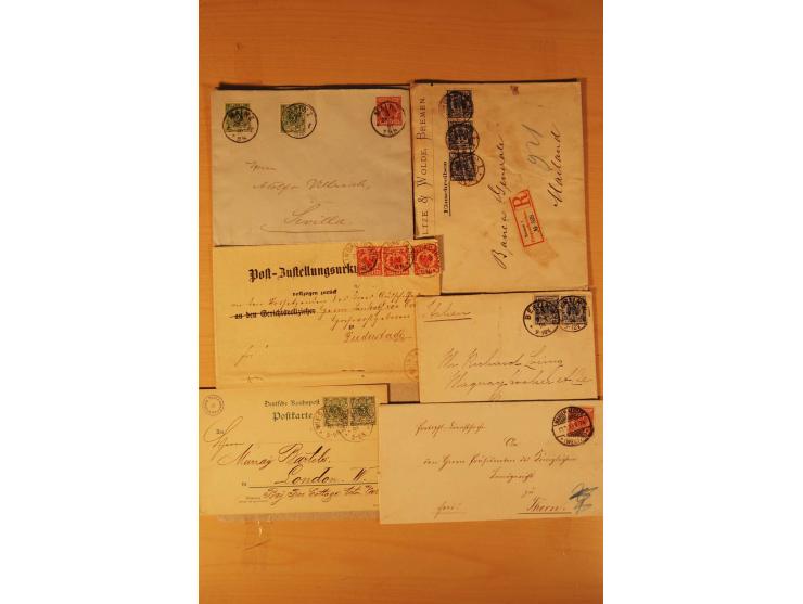 1890/1900, Krone/Adler, interessanter Posten mit rd. 360 Briefen und Karten, dabei viel Auslandspost, R-Briefe, Farben, Marke