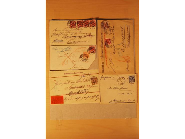 1890/1900, Krone/Adler, interessanter Posten mit rd. 360 Briefen und Karten, dabei viel Auslandspost, R-Briefe, Farben, Marke