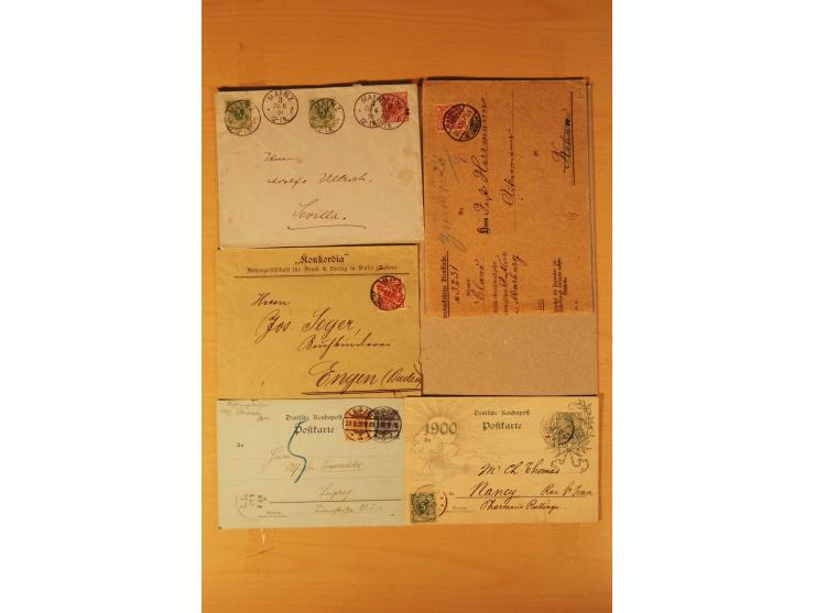 1890/1900, Krone/Adler, interessanter Posten mit rd. 360 Briefen und Karten, dabei viel Auslandspost, R-Briefe, Farben, Marke