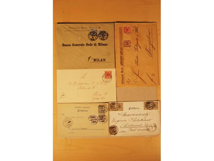 1890/1900, Krone/Adler, interessanter Posten mit rd. 360 Briefen und Karten, dabei viel Auslandspost, R-Briefe, Farben, Marke