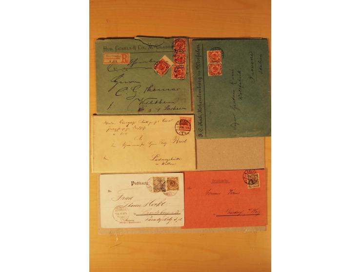 1890/1900, Krone/Adler, interessanter Posten mit rd. 360 Briefen und Karten, dabei viel Auslandspost, R-Briefe, Farben, Marke