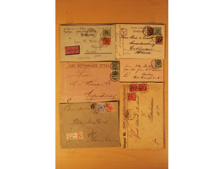 1890/1900, Krone/Adler, interessanter Posten mit rd. 360 Briefen und Karten, dabei viel Auslandspost, R-Briefe, Farben, Marke