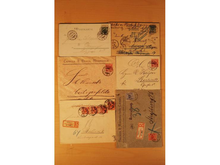 1890/1900, Krone/Adler, interessanter Posten mit rd. 360 Briefen und Karten, dabei viel Auslandspost, R-Briefe, Farben, Marke