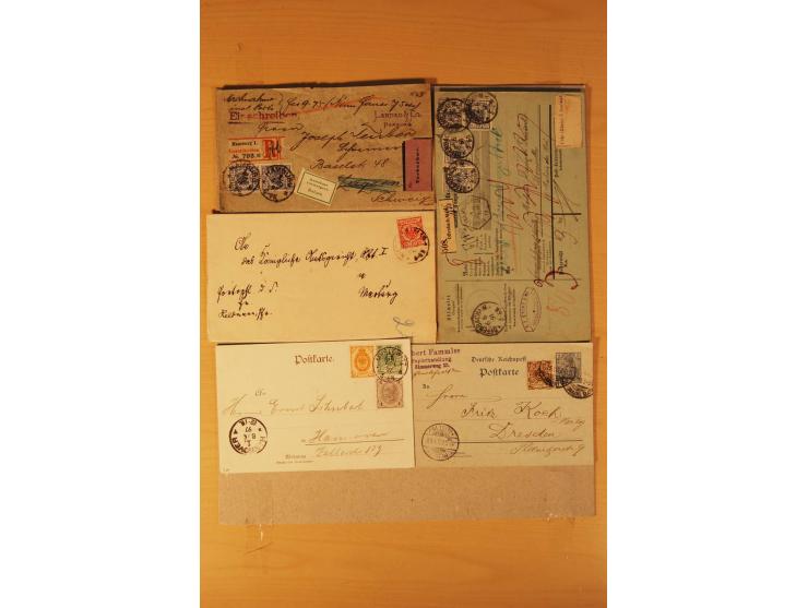 1890/1900, Krone/Adler, interessanter Posten mit rd. 360 Briefen und Karten, dabei viel Auslandspost, R-Briefe, Farben, Marke