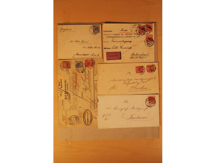1890/1900, Krone/Adler, interessanter Posten mit rd. 360 Briefen und Karten, dabei viel Auslandspost, R-Briefe, Farben, Marke
