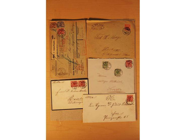1890/1900, Krone/Adler, interessanter Posten mit rd. 360 Briefen und Karten, dabei viel Auslandspost, R-Briefe, Farben, Marke