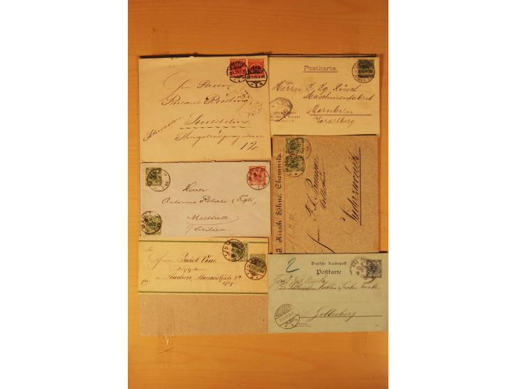 1890/1900, Krone/Adler, interessanter Posten mit rd. 360 Briefen und Karten, dabei viel Auslandspost, R-Briefe, Farben, Marke
