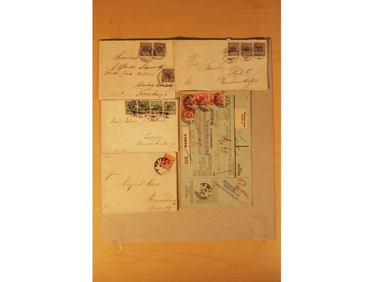 1890/1900, Krone/Adler, interessanter Posten mit rd. 360 Briefen und Karten, dabei viel Auslandspost, R-Briefe, Farben, Marke