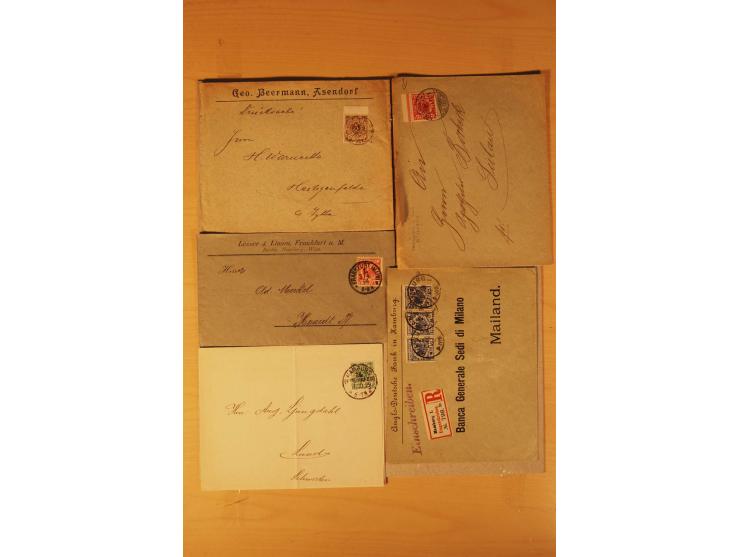 1890/1900, Krone/Adler, interessanter Posten mit rd. 360 Briefen und Karten, dabei viel Auslandspost, R-Briefe, Farben, Marke