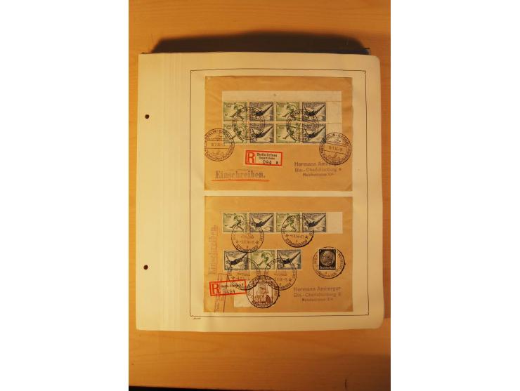 1936, Olympische Spiele, interessante Brief-Sammlung mit vielen R-Briefen mit Sonder-R-Zettel und SSt. inkl. Garmisch-Partenk