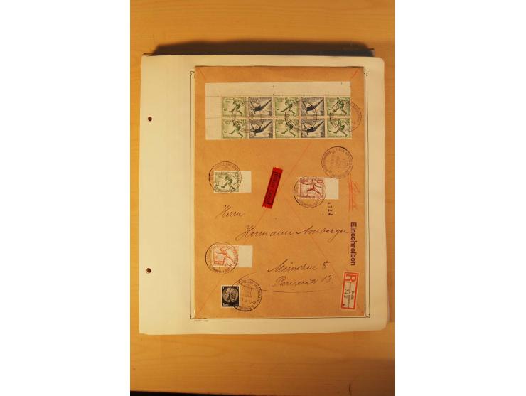 1936, Olympische Spiele, interessante Brief-Sammlung mit vielen R-Briefen mit Sonder-R-Zettel und SSt. inkl. Garmisch-Partenk