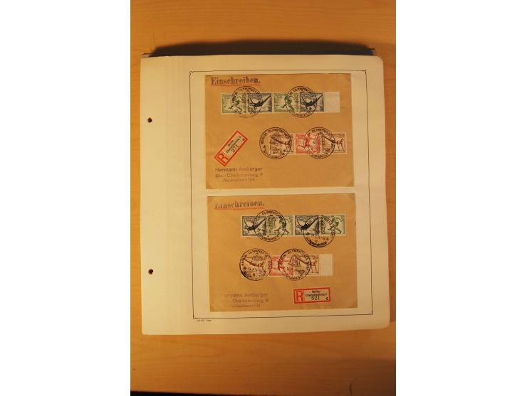 1936, Olympische Spiele, interessante Brief-Sammlung mit vielen R-Briefen mit Sonder-R-Zettel und SSt. inkl. Garmisch-Partenk