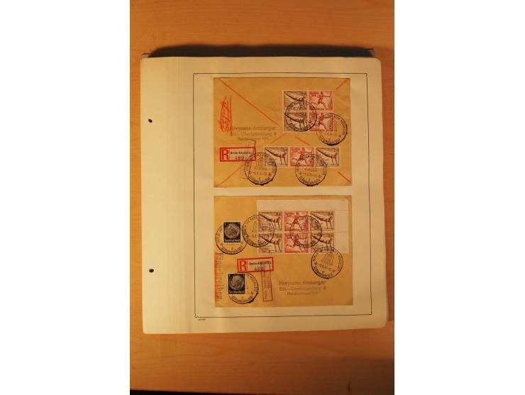 1936, Olympische Spiele, interessante Brief-Sammlung mit vielen R-Briefen mit Sonder-R-Zettel und SSt. inkl. Garmisch-Partenk