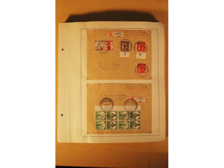 1936, Olympische Spiele, interessante Brief-Sammlung mit vielen R-Briefen mit Sonder-R-Zettel und SSt. inkl. Garmisch-Partenk