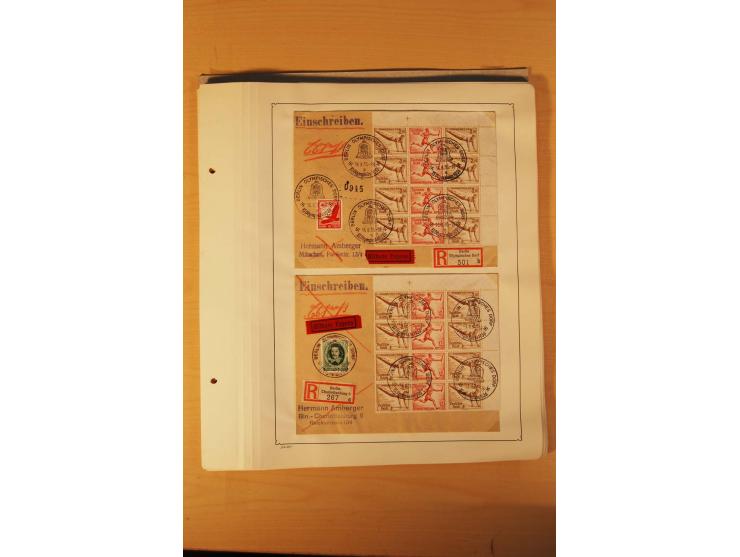 1936, Olympische Spiele, interessante Brief-Sammlung mit vielen R-Briefen mit Sonder-R-Zettel und SSt. inkl. Garmisch-Partenk