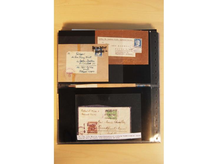 1939/45, umfangreiche Sammlung mit über 190 Briefen (viele mit Inhalt) und Karten, dabei viele besondere Stempel, Luft-Feldpo