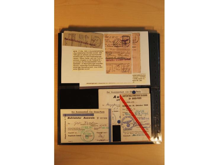 1939/45, umfangreiche Sammlung mit über 190 Briefen (viele mit Inhalt) und Karten, dabei viele besondere Stempel, Luft-Feldpo